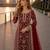 Red net semi stitched suit with coding and embroidery work