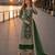 D green net semi stitched suit with coding and embroidery work
