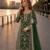 D green net semi stitched suit with coding and embroidery work