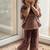Wine ajrakh bloom cotton kaftan palazzo set for girls kids with bow gift