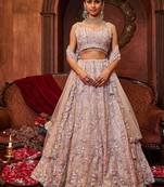 Elegant Dusty Pink Lehenga - Heavy Thread Embroidery for Wedding Wear For Women's