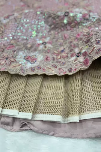 Elegant Dusty Pink Lehenga - Heavy Thread Embroidery for Wedding Wear For Women's