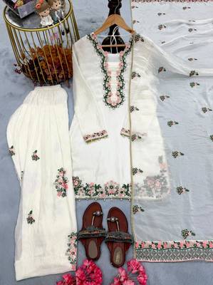 Cream pure fendi silk embroidered farshi palazzo suit set 2