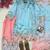 Sky blue premium maslin cotton kurti pant set with digital print dupatta