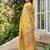 Yellow colour linen cotton saree with jacquard weaving & tassel pallu