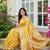 Yellow colour linen cotton saree with jacquard weaving & tassel pallu