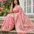Pink colour linen cotton saree with jacquard weaving & tassel pallu
