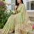 Green colour linen cotton saree with jacquard weaving & tassel pallu