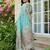 Aqua blue colour linen cotton saree with jacquard weaving & tassel pallu