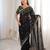 Black colour fendy satin sequins embroidered saree