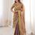Gold colour fendy satin sequins embroidered saree