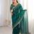 Teal colour fendy satin sequins embroidered saree