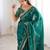 Teal colour fendy satin sequins embroidered saree