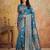 Teal colour jacquard weaving with rich zari border & pallu work