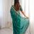 Teal colour fendy satin sequins embroidered saree