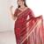 Red colour fendy satin sequins embroidered saree