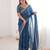 Blue colour fendy satin sequins embroidered saree