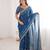 Blue colour fendy satin sequins embroidered saree