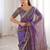 Purple colour fendy satin sequins embroidered saree