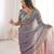 Mauve colour fendy satin sequins embroidered saree