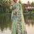 Lightgreen colour linen saree with floral jacquard weaving & tassel pallu