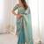 Aqua blue colour fendy satin sequins embroidered saree