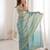 Aqua blue colour fendy satin sequins embroidered saree