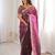 Wine colour fendy satin sequins embroidered saree