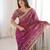Wine colour fendy satin sequins embroidered saree