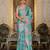 Green colour ready to wear floral chinon saree with mirror border