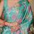 Green colour ready to wear floral chinon saree with mirror border