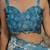 Blue colouer ready to wear floral chinon saree with mirror border