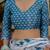 Sky blue colour ready to wear floral chinon saree with mirror border