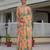 Orange colour ready to wear floral chinon saree with mirror border