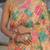Orange colour ready to wear floral chinon saree with mirror border