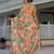 Orange colour ready to wear floral chinon saree with mirror border