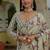Ivory colour ready to wear floral chinon saree with mirror border