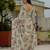Ivory colour ready to wear floral chinon saree with mirror border