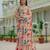 Green colour ready to wear floral chinon saree with mirror border