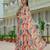 Green colour ready to wear floral chinon saree with mirror border
