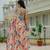 Green colour ready to wear floral chinon saree with mirror border