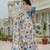 Sky blue colour ready to wear floral chinon saree with mirror border