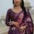 Purple colour ready to wear floral chinon saree with mirror border