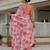 Pink colour ready to wear floral chinon saree with mirror border