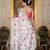 White colour ready to wear floral chinon saree with mirror border