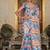 Multicolor ready to wear floral chinon saree with mirror border