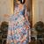 Multicolor ready to wear floral chinon saree with mirror border