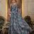 Teal coloue ready to wear floral chinon saree with mirror border