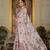 Peach colour ready to wear floral chinon saree with mirror border
