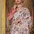 Peach colour ready to wear floral chinon saree with mirror border